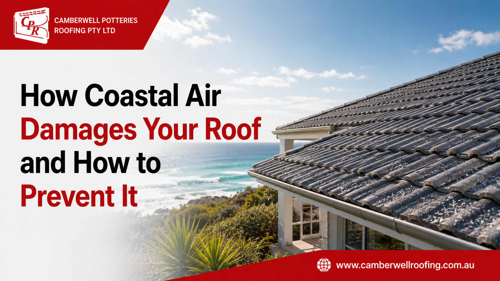 Coastal roof exposed to salt air, showing how regular roof maintenance can help prevent corrosion and weather-related damage.